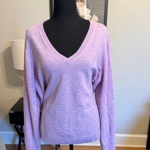 Nordstrom Lilac V-Neck Sweater 100% Cashmere